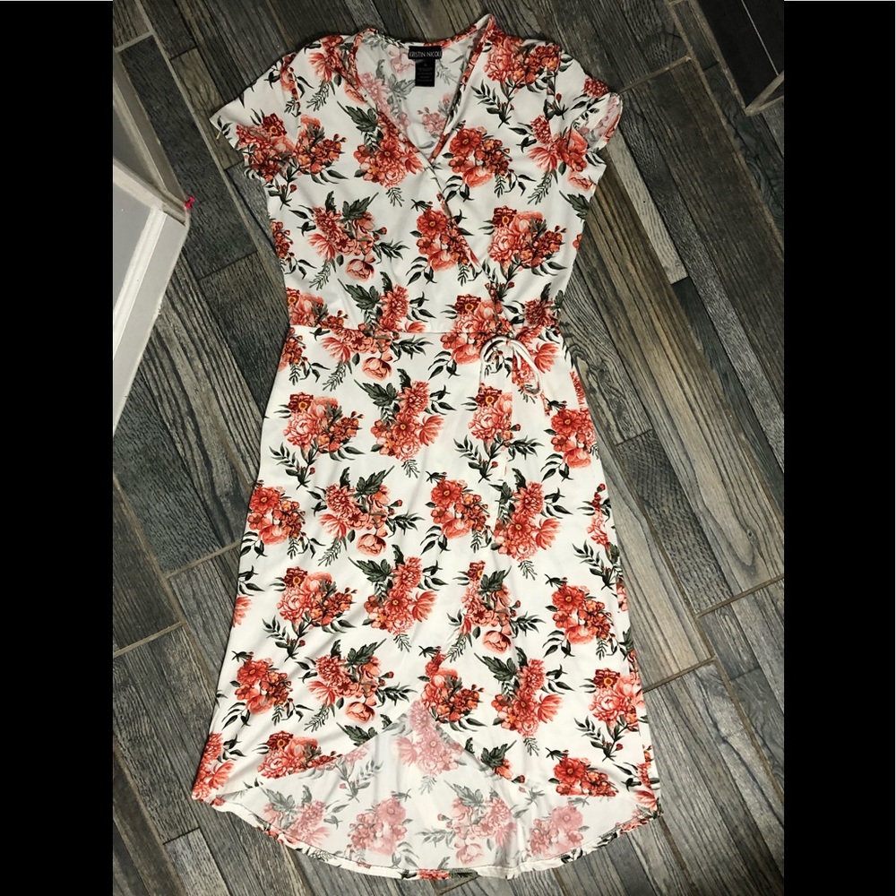 casual floral high low dress